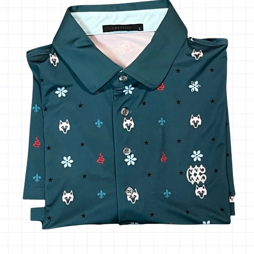 Greyson Men's Teal Shirt with Playful Motifs